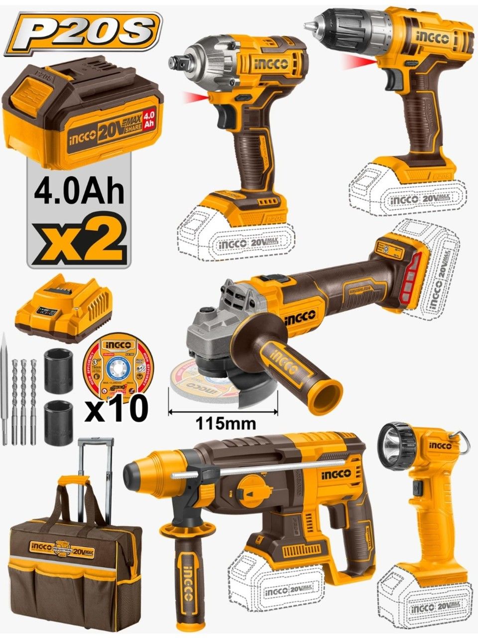Ingco Cklı 2019 Akülü Kombo Set 5li(30 Parça Ak.)