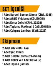 Ingco Cklı 2019 Akülü Kombo Set 5li(30 Parça Ak.)